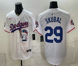 Nike Los Angeles Dodgers #29 Tarik Skubal White Hello Kitty Night 2025 World Series Champions Patch Jersey