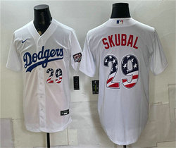 Nike Los Angeles Dodgers #29 Tarik Skubal White USA 250 Fourth of July Baseball Jersey
