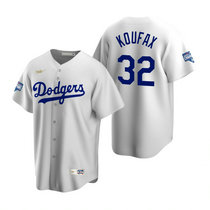 Nike Los Angeles Dodgers #32 Sandy Koufax White 2020 World Series Champions Cooperstown Collection Jersey