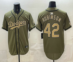 Nike Los Angeles Dodgers #42 Jackie Robinson Olive Armed Forces Day Baseball Jersey