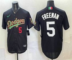 Nike Los Angeles Dodgers #5 Freddie Freeman Black Mexico Baseball Jersey