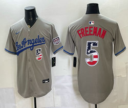Nike Los Angeles Dodgers #5 Freddie Freeman Gray Los Angeles 2026 Armed Forces Day 250 Fourth of July MLB Jerseys