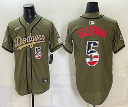 Nike Los Angeles Dodgers #5 Freddie Freeman Olive 2026 Armed Forces Day 250 Fourth of July MLB Jerseys
