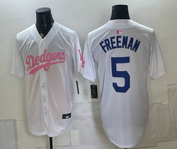 Nike Los Angeles Dodgers #5 Freddie Freeman White Mother's Day Jersey