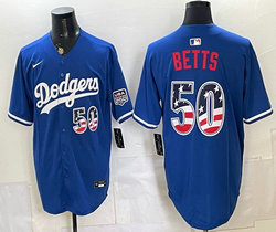 Nike Los Angeles Dodgers #50 Mookie Betts Blue 250 Fourth Of July Stadium Jersey