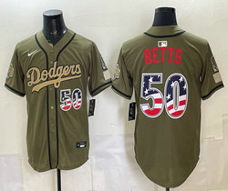 Nike Los Angeles Dodgers #50 Mookie Betts Olive 2026 Armed Forces Day 250 Fourth of July MLB Jerseys