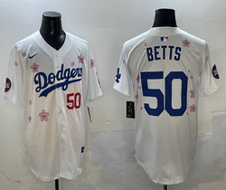 Nike Los Angeles Dodgers #50 Mookie Betts White 2025 Tokyo Series Stitched MLB Jersey
