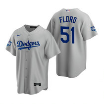 Nike Los Angeles Dodgers #51 Dylan Floro Gray Game 2020 World Series Champions Jerseys