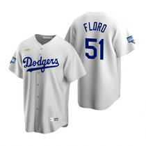 Nike Los Angeles Dodgers #51 Dylan Floro White 2020 World Series Champions Cooperstown Collection Jersey