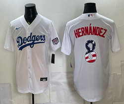 Nike Los Angeles Dodgers #8 Enrique Hernandez White 250 Fourth Of July Stadium Jersey