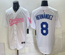 Nike Los Angeles Dodgers #8 Enrique Hernandez White Mother's Day Jersey