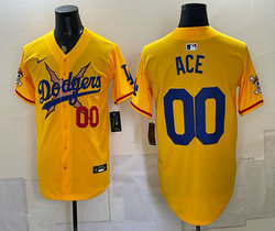 Nike Los Angeles Dodgers X One Piece #00 RCE Gold Premier Baseball Jersey