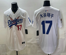 Nike Los Angeles Dodgers X One Piece #17 大谷翔平 White Premier Baseball Jersey