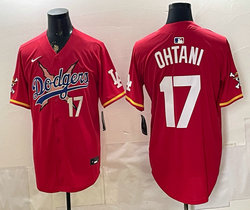 Nike Los Angeles Dodgers X One Piece #17 Shohei Ohtani Red Premier Baseball Jersey
