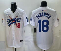 Nike Los Angeles Dodgers X One Piece #18 Yoshinobu Yamamoto White Premier Baseball Jersey