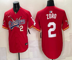 Nike Los Angeles Dodgers X One Piece #2 Zoro Red Premier Baseball Jersey