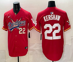Nike Los Angeles Dodgers X One Piece #22 Clayton Kershaw Red Premier Baseball Jersey