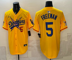 Nike Los Angeles Dodgers X One Piece #5 Freddie Freeman Gold Premier Baseball Jersey