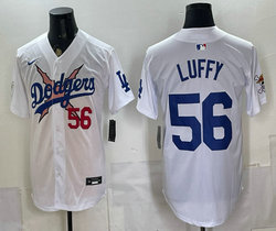 Nike Los Angeles Dodgers X One Piece #56 Luffy White Premier Baseball Jersey
