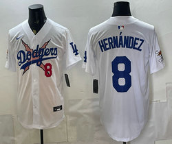 Nike Los Angeles Dodgers X One Piece #8 Enrique Hernandez White Premier Baseball Jersey