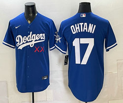 Nike Los Angeles Dodgers x KAWS #17 Shohei Ohtani Blue Vapor Premier Baseball Jersey