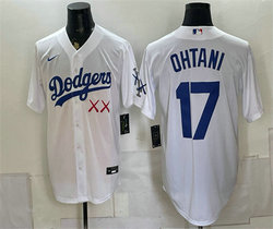 Nike Los Angeles Dodgers x KAWS #17 Shohei Ohtani White Vapor Premier Baseball Jersey