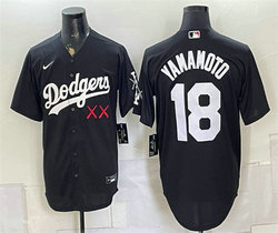 Nike Los Angeles Dodgers x KAWS #18 Yoshinobu Yamamoto Black Vapor Premier Baseball Jersey