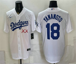 Nike Los Angeles Dodgers x KAWS #18 Yoshinobu Yamamoto White Vapor Premier Baseball Jersey