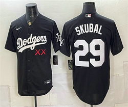 Nike Los Angeles Dodgers x KAWS #29 Tarik Skubal Black Vapor Premier Limited Stitched Baseball Jersey