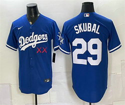 Nike Los Angeles Dodgers x KAWS #29 Tarik Skubal Royal Vapor Premier Limited Stitched Baseball Jersey
