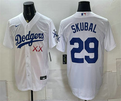 Nike Los Angeles Dodgers x KAWS #29 Tarik Skubal White Vapor Premier Limited Stitched Baseball Jersey