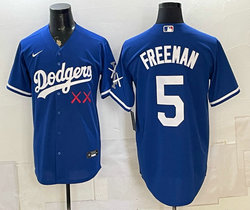 Nike Los Angeles Dodgers x KAWS #5 Freddie Freeman Blue Vapor Premier Baseball Jersey