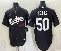 Nike Los Angeles Dodgers x KAWS #50 Mookie Betts Black Vapor Premier Baseball Jersey