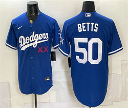 Nike Los Angeles Dodgers x KAWS #50 Mookie Betts Royal Vapor Premier Baseball Jersey