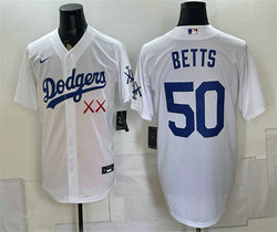 Nike Los Angeles Dodgers x KAWS #50 Mookie Betts White Vapor Premier Baseball Jersey