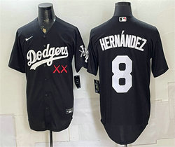 Nike Los Angeles Dodgers x KAWS #8 Enrique Hernandez Black Vapor Premier Baseball Jersey