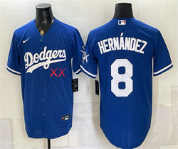 Nike Los Angeles Dodgers x KAWS #8 Enrique Hernandez Royal Vapor Premier Baseball Jersey