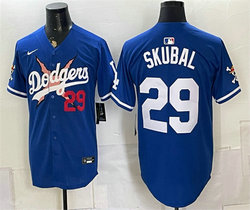 Nike Los Angeles Dodgers x One Piece #29 Tarik Skubal Royal Alternate Stadium Stitched Baseball Jersey