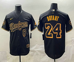 Nike Los Angeles Lakers #24 Kobe Bryant Gold Black baseball jersey