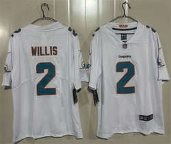 Nike Miami Dolphins #2 Malik Willis Aqua White 2026 Authentic Stitched NFL Jersey