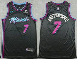 Nike Miami Heat #7 Giannis Antetokounmpo Black City With Advertising Authentic Stitched NBA Jersey