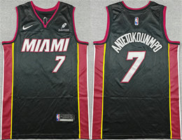 Nike Miami Heat #7 Giannis Antetokounmpo Black With Advertising Authentic Stitched NBA Jersey