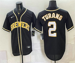 Nike Milwaukee Brewers #2 Brice Turang 2026 Fashion Replica Black Out Stitched Baseball Jersey