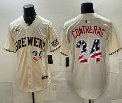 Nike Milwaukee Brewers #24 William Contreras Cream 250 Fourth Of July Stadium Jersey