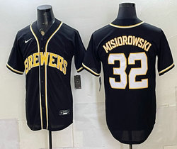 Nike Milwaukee Brewers #32 Jacob Misiorowski Black Out Stitched Baseball Jersey