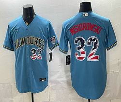 Nike Milwaukee Brewers #32 Jacob Misiorowski Blue 250 Fourth Of July Stadium Jersey