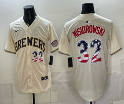 Nike Milwaukee Brewers #32 Jacob Misiorowski Cream 250 Fourth Of July Stadium Jersey
