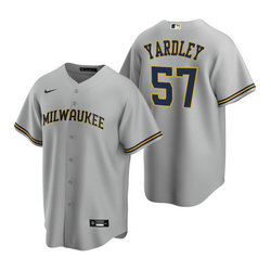 Nike Milwaukee Brewers #57 Eric Yardley Gray Game Authentic Stitched MLB Jersey
