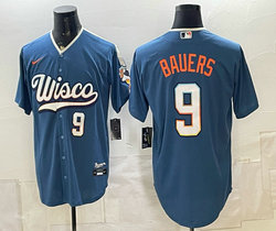 Nike Milwaukee Brewers #9 Jake Bauers Mineral Blue 2026 City Connect Stadium Stitched Baseball Jersey