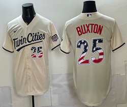 Nike Minnesota Twins #25 Byron Buxton Cream 250 Fourth Of July Stadium Jersey